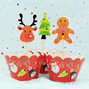 Christmas Cupcake Topper & Wrapper Set